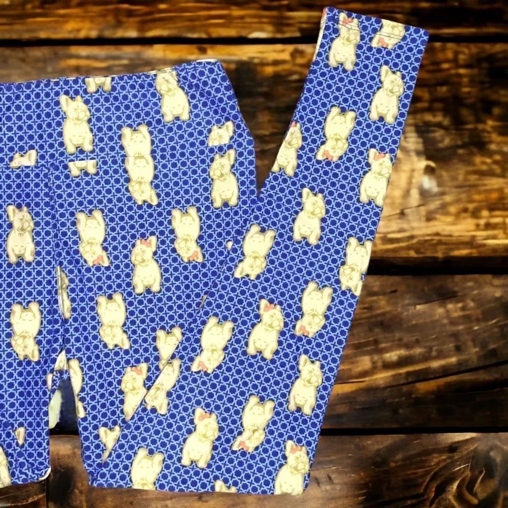 Lularoe tall&curvy Leggings • Frenchies With Bows • Unicorn Collection • NWOT